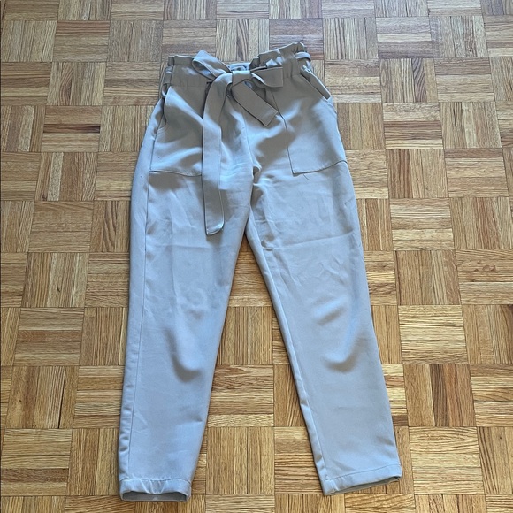 Tan Paperbag  Pants - Picture 2 of 7